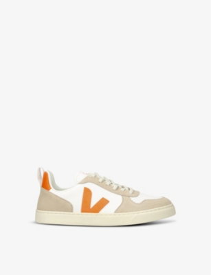 VEJA: V10 logo-embroidered leather low-top trainers