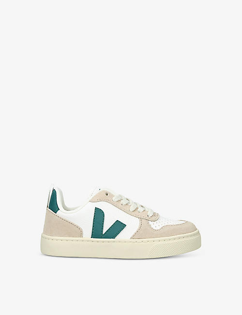 VEJA: V10 logo-embroidered low-top leather trainers 6-9 years