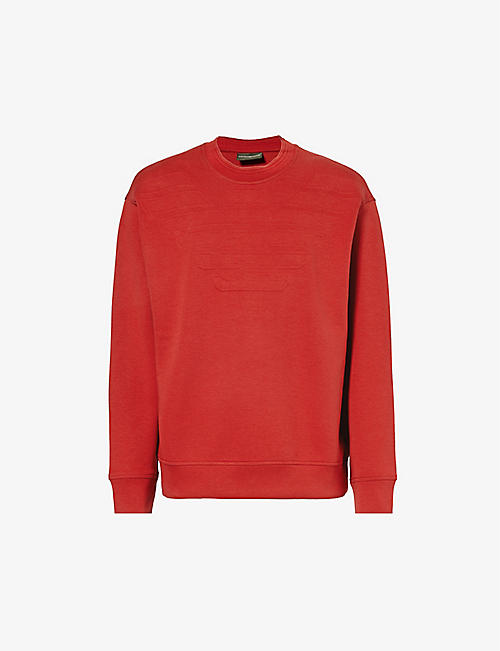 EMPORIO ARMANI: Logo-embossed stretch cotton-blend sweatshirt