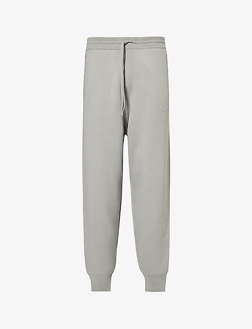EMPORIO ARMANI: Relaxed-fit tapered-leg mid-rise wool-blend jogging bottoms