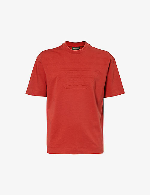 EMPORIO ARMANI: Logo-embossed cotton-jersey T-shirt