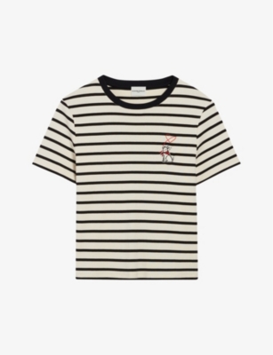 CLAUDIE PIERLOT: Jean Toto-patch stripe cotton T-shirt