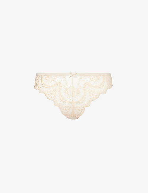 AUBADE: Ecrin floral-embroidered stretch-lace briefs