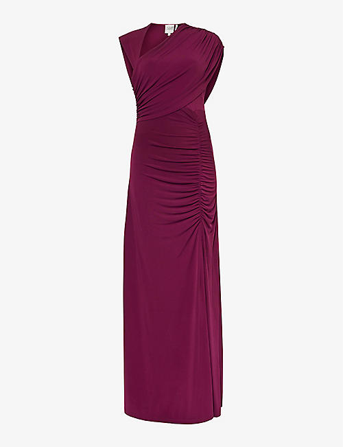 HERVE LEGER: Ruched asymmetric stretch-woven gown