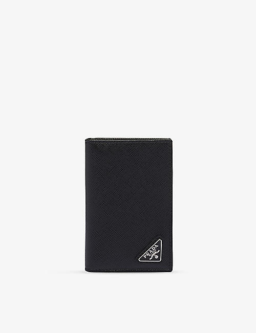 PRADA: Logo-plaque leather bifold wallet