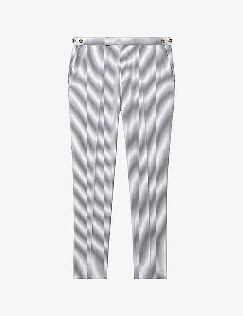 REISS: Barr stripe-print slim-fit cotton trousers