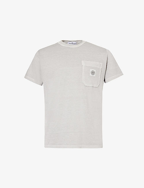 STONE ISLAND: Crewneck brand-patch cotton-jersey T-shirt