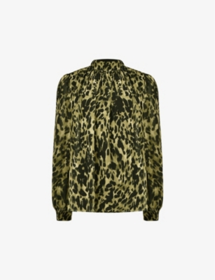 RO&ZO: Long-sleeved leopard-print recycled-polyester blouse