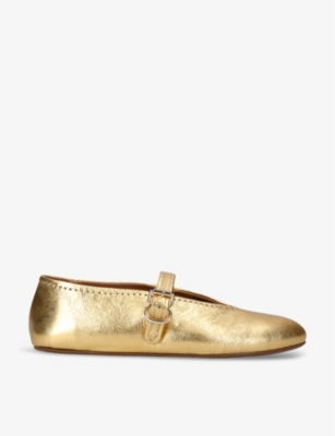 AZZEDINE ALAIA: Metallic leather ballerina shoes