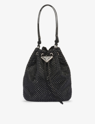 PRADA: Crystal-embellished mini satin shoulder bag