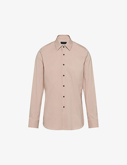 PRADA: Pearl-embellished slim-fit cotton-blend shirt