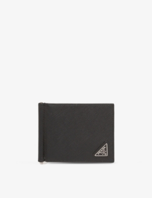 PRADA: Logo-plaque leather wallet