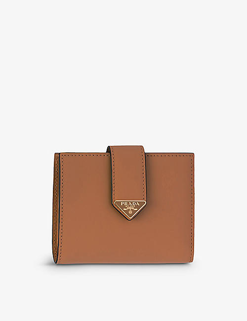 PRADA: Brand-plaque small grained-leather wallet