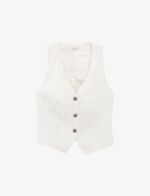 IKKS: Pinstripe-pattern V-neck stretch-cotton waistcoat