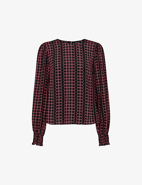 WHISTLES: Circle graphic-print recycled-viscose blouse