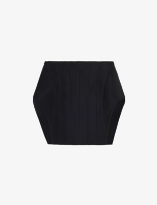 MUGLER: Open-sides darted woven blend mini skirt