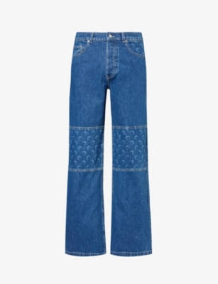 MARINE SERRE: Contrast-panel relaxed-fit wide-leg jeans