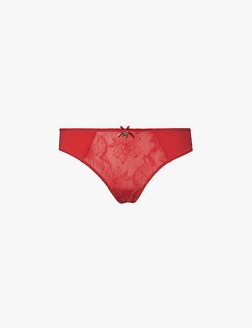 CHANTELLE: Orchids branded-charm stretch-mesh briefs