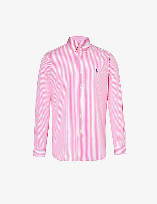 POLO RALPH LAUREN: Logo-embroidered striped stretch-cotton shirt