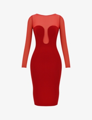 HOUSE OF CB: Darcy plunge-neck woven midi dress