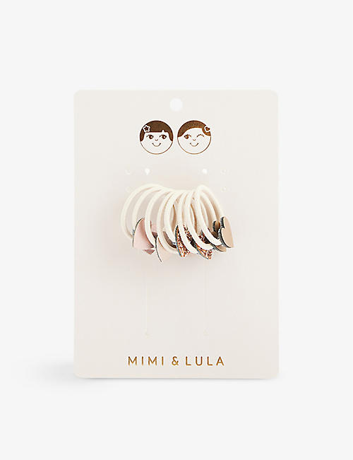 MIMI & LULA: Teeny Heart glitter-embellished pack of eight elasticated hair ties