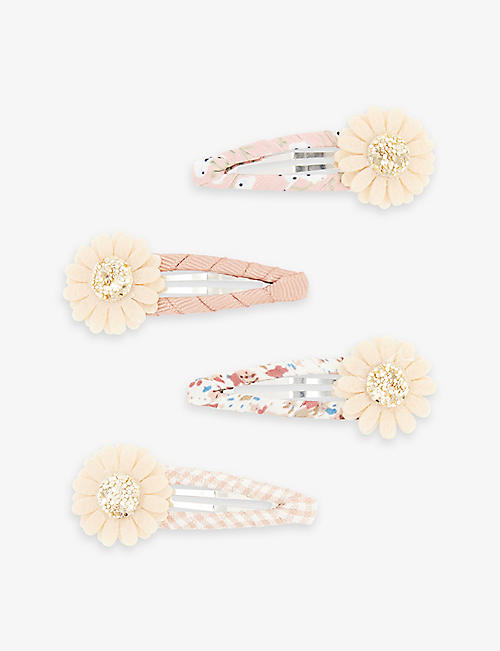 MIMI & LULA: Daisy flower-embellished pack of four hair clips