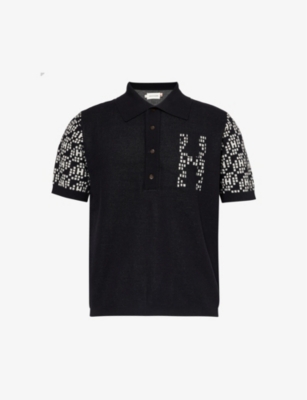 HONOR THE GIFT: Contrast-pattern short-sleeved cotton-knit polo shirt