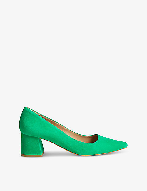 LK BENNETT: Sloane pointed-toe suede heeled courts