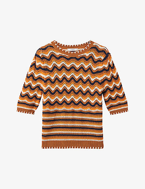 LK BENNETT: Soni knitted-pattern cotton top
