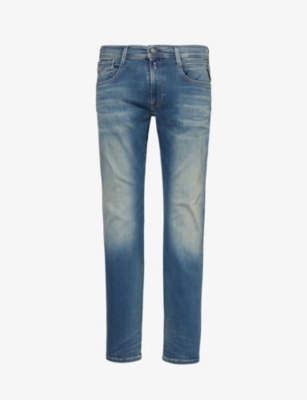 REPLAY: Anbass slim-leg mid-rise stretch-denim jeans