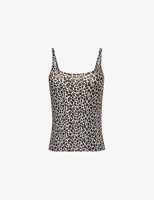 CHANTELLE: Soft Stretch leopard-print stretch-woven top