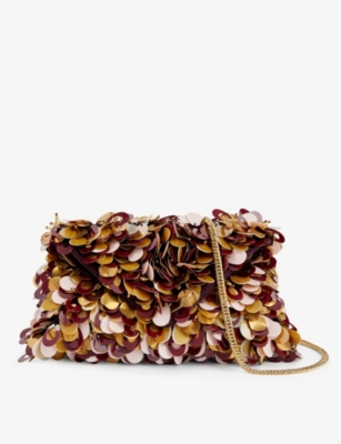 DRIES VAN NOTEN: Sequin-embellished chain-strap cotton clutch bag