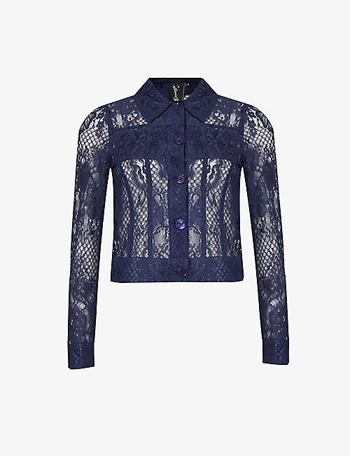 SINEAD GOREY: Floral-pattern chest-pocket lace jacket