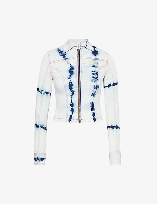 SINEAD GOREY: Acid-wash slim-fit stretch-cotton jacket
