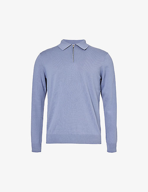 ARNE: Long-sleeved zip-up cotton polo shirt