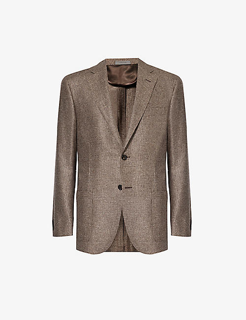 CORNELIANI: Notched-lapel buttoned-cuff regular-fit silk jacket