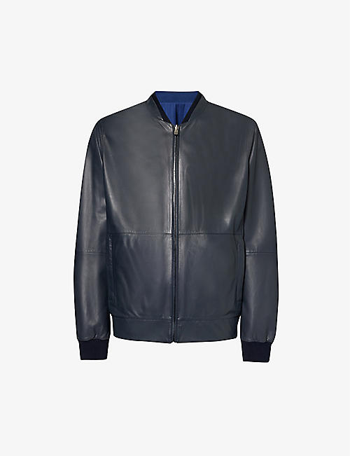 CORNELIANI: Reversible stand-collar regular-fit leather jacket
