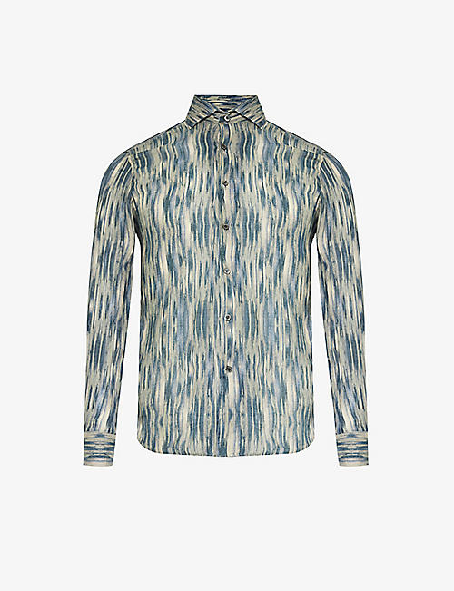 CORNELIANI: Patterned regular-fit linen shirt