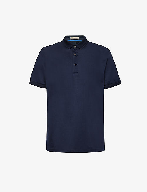 CORNELIANI: Brand-appliqué cotton polo shirt