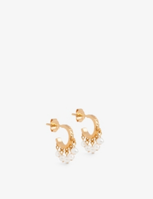 ENAMEL COPENHAGEN: Astrid 18ct yellow gold-plated recycled sterling-silver and pearl hoop earrings