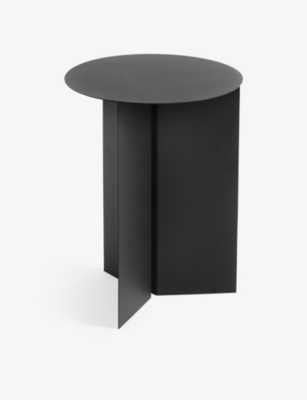 HAY: Slit geometric round power-coated steel side table 47cm