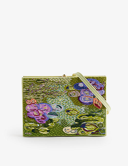 OLYMPIA LE-TAN: Waterlilies cotton, wool and silk-blend clutch bag