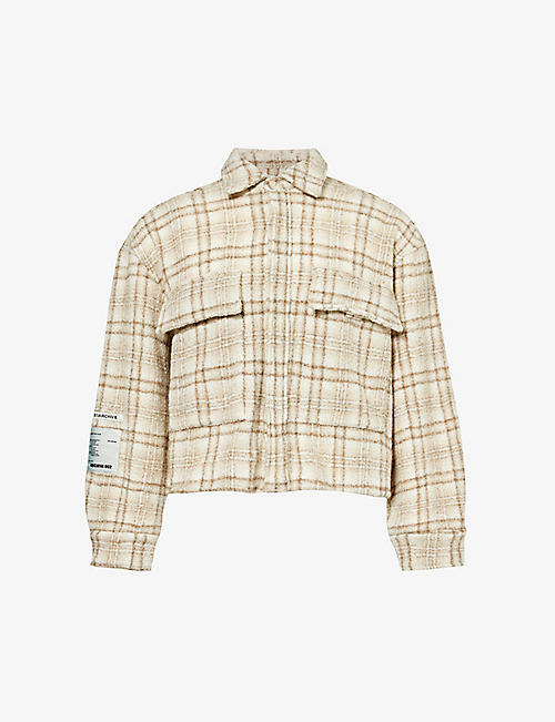B1 ARCHIVE: Flap-pocket checked wool-blend shirt