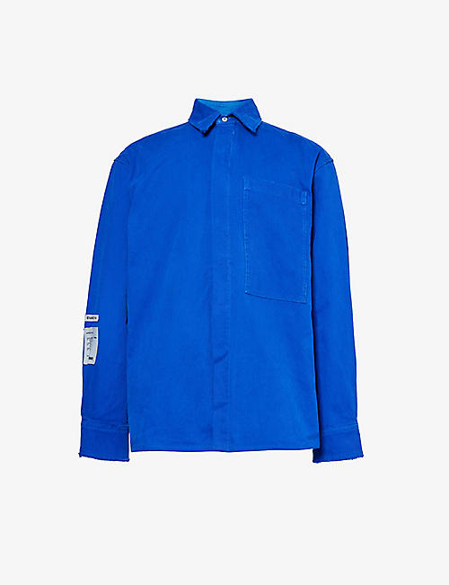 B1 ARCHIVE: Patch-pocket brand-patch oversized-fit cotton-canvas shirt