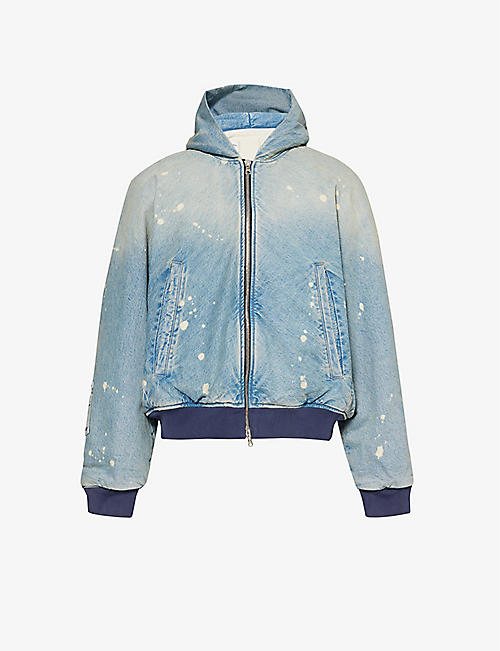 B1 ARCHIVE: Paint-splattered relaxed-fit denim hoody