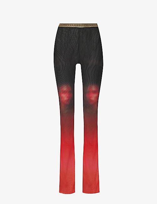 OTTOLINGER: Flared-leg mid-rise stretch recycled-polyester trousers
