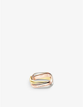 CARTIER: Trinity 18ct white, rose and yellow-gold ring