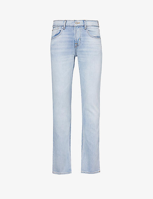 7 FOR ALL MANKIND: The Straight brand-patch straight-leg stretch-denim jeans