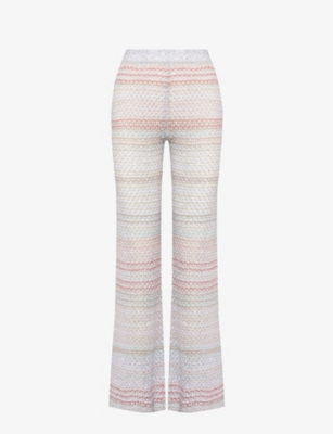 MISSONI: Striped sequin-embellished wide-leg knitted trousers