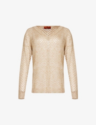 MISSONI: V-neck semi-sheer knitted jumper